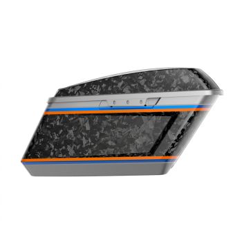 Advanblack Daybrake Dark Platinum Glossy Black Forged Carbon Fiber Holeshot Chopped Saddlebags Bottoms and Lids Kit