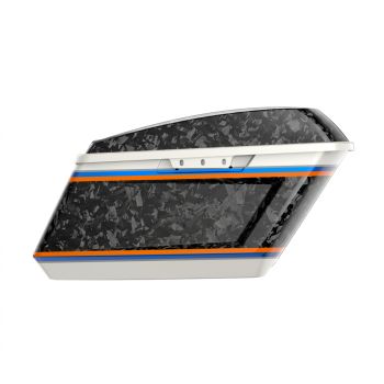Advanblack Daybrake Golden White Pearl Glossy Black Forged Carbon Fiber Holeshot Chopped Saddlebags Bottoms and Lids Kit