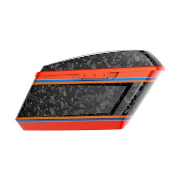 Advanblack Daybrake Legendary Orange Glossy Black Forged Carbon Fiber Holeshot Chopped Saddlebags Bottoms and Lids Kit