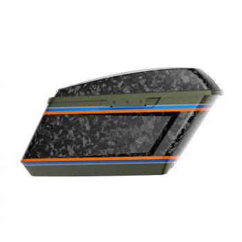 Advanblack Daybrake Olive Steel Metallic/Vivid Black Glossy Black Forged Carbon Fiber Holeshot Chopped Saddlebags Bottoms and Lids Kit