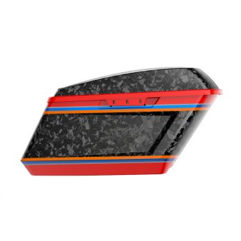 Advanblack Daybrake Rally Red Glossy Black Forged Carbon Fiber Holeshot Chopped Saddlebags Bottoms and Lids Kit