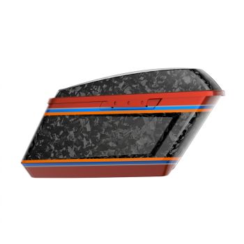 Advanblack Daybrake Red Rock Glossy Black Forged Carbon Fiber Holeshot Chopped Saddlebags Bottoms and Lids Kit