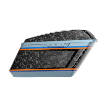 Advanblack Daybrake Sharkskin Blue Glossy Black Forged Carbon Fiber Holeshot Chopped Saddlebags Bottoms and Lids Kit