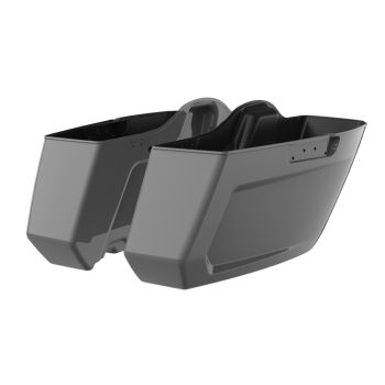 Dark Billiard Gray Holeshot Chopped Saddlebags Bottoms for '23.5-Up Harley Touring