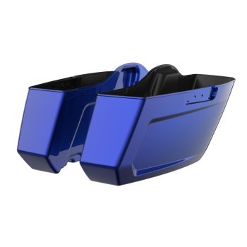 Aurora Blue Denim Holeshot Chopped Saddlebags Bottoms for '23.5-Up Harley Touring
