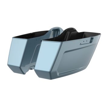 Sharkskin Blue Holeshot Chopped Saddlebags Bottoms for '23.5-Up Harley Touring