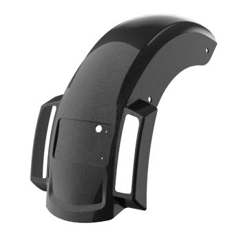 Raven Metallic  Holeshot Chopped Rear Fender with Curved LED License Plate Bracket for '23-Up Harley Touring