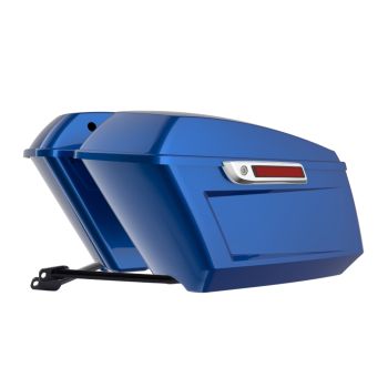 Bright Billiard Blue Holeshot Performance Saddlebag Kit Chrome Latch For M8 Low Rider S/ ST