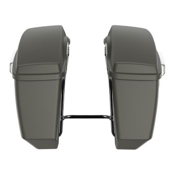 Industrial Gray Denim Holeshot Performance Saddlebag Kit Chrome Latch For M8 Low Rider S/ ST