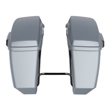 Baracuda Silver Denim Holeshot Performance Saddlebag Kit Black Latch For M8 Low Rider S/ ST