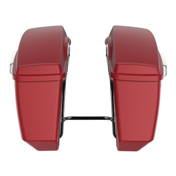 Wicked Red Denim Holeshot Performance Saddlebag Kit Chrome Latch For M8 Low Rider S/ ST