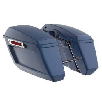 Legend Blue Denim Holeshot Performance Saddlebag Kit Chrome Latch For M8 Low Rider S/ ST