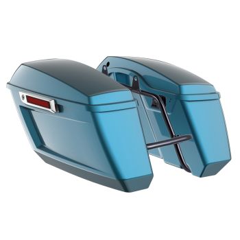Tahitian Teal Holeshot Performance Saddlebag Kit Chrome Latch For M8 Low Rider S/ ST
