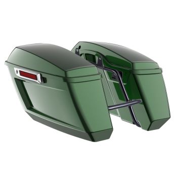 Kinetic Green Holeshot Performance Saddlebag Kit Chrome Latch For M8 Low Rider S/ ST