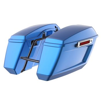 Electric Blue Holeshot Performance Saddlebag Kit Chrome Latch For M8 Low Rider S/ ST