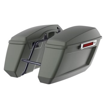 Deadwood Green Denim Holeshot Performance Saddlebag Kit Chrome Latch For M8 Low Rider S/ ST