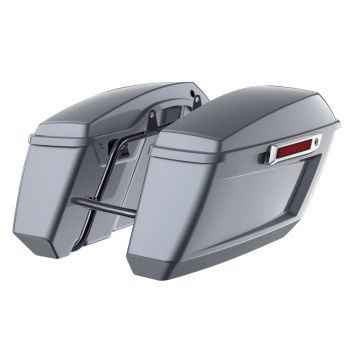 Gauntlet Grey Metallic Holeshot Performance Saddlebag Kit Chrome Latch For M8 Low Rider S/ ST