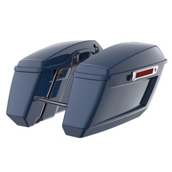 Billiard Blue Denim Holeshot Performance Saddlebag Kit Chrome Latch For M8 Low Rider S/ ST