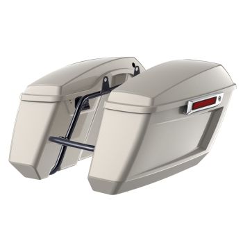 White Sand Pearl Holeshot Performance Saddlebag Kit Chrome Latch For M8 Low Rider S/ ST