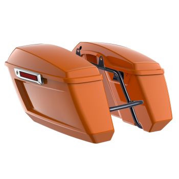 Baja Orange Holeshot Performance Saddlebag Kit Chrome Latch For M8 Low Rider S/ ST