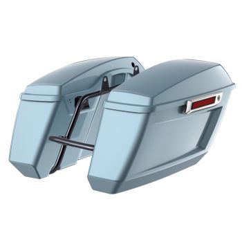 Sharkskin Blue Holeshot Performance Saddlebag Kit Chrome Latch For M8 Low Rider S/ ST