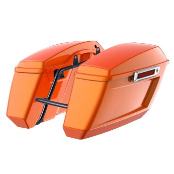 Wicked Orange Pearl Holeshot Performance Saddlebag Kit Chrome Latch For M8 Low Rider S/ ST