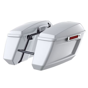 White Onyx Pearl Holeshot Performance Saddlebag Kit Chrome Latch For M8 Low Rider S/ ST