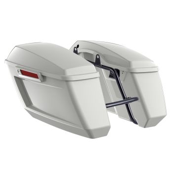 Stone Washed White Pearl Holeshot Performance Saddlebag Kit Color Matched Latch For M8 Low Rider S/ ST