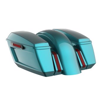 Teal Thunder/Vivid Black Holeshot Performance Saddlebag Kit Black Latch For M8 Low Rider S/ ST