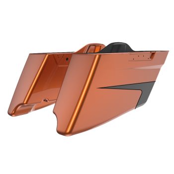 Scorched Orange and Silver Flux CVO Style Tapered Stretched Extended Saddlebag Bottoms for Harley Davidson 2014+ Touring