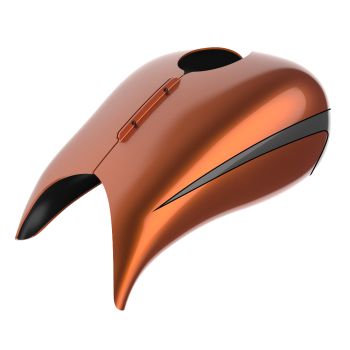 Scorched Orange and Silver Flux STRETCHED TANK COVER FOR HARLEY '09-'23 STREET GLIDE & ROAD GLIDE
