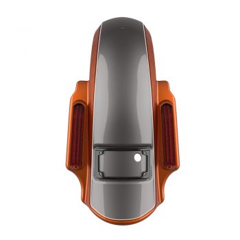 Amber Whiskey and Charcoal Pearl DOMINATOR STRETCHED REAR FENDER FOR 2014+ HARLEY DAVIDSON TOURING