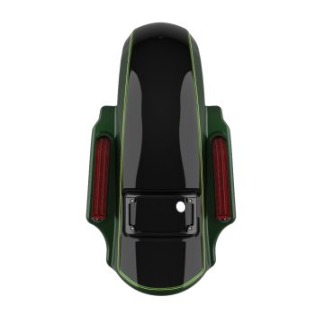 Deep Jade Pearl and Vivid Black DOMINATOR STRETCHED REAR FENDER FOR 2014+ HARLEY DAVIDSON TOURING