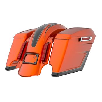 Whiskey Neat  stretched Bags, Lids Chrome Latch Hardware for '23-'24 Harley Touring CVO & 2024 Street Glide, Road Glide