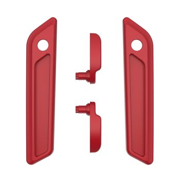 Wicked Red Denim Saddlebag Lid Lever & Latch Cover Set Kit For 2014+ Harley Touring
