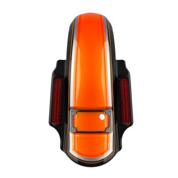 Wicked Orange Pearl Dual Cutout Dominator Stretched Rear Fender For 2014+ Harley Davidson Touring Models