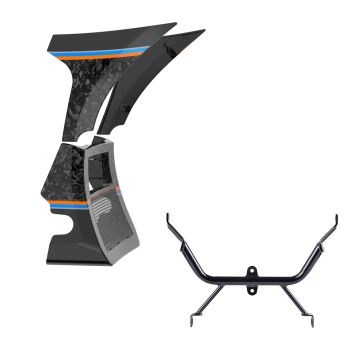 Advanblack Daybrake Vivid Black Glossy Black Forged Carbon Fiber Spoiler Fairings Kit with Support Bracket for '23.5-'25 Harley Road Glide