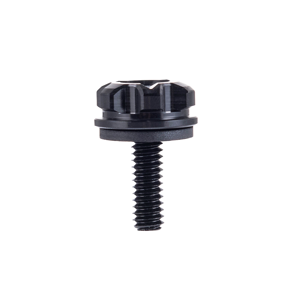 Car Seat Screw M6 Billet Alloy - Knurled Anti-Slip Design, Harley Davidson Compatible, Black