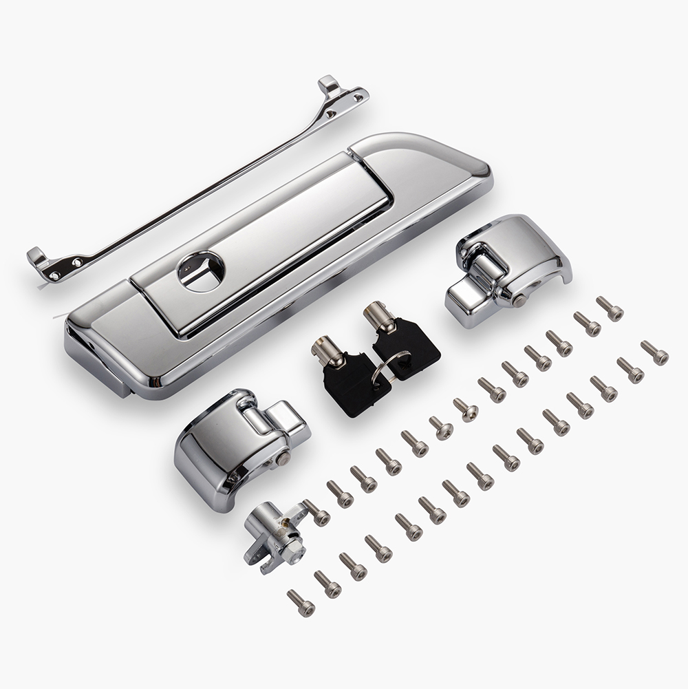 Advanblack Chrome Hinges & Latch kit For Harley Razor Chopped King